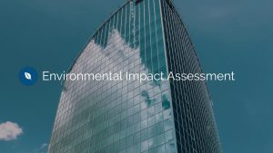 large building with environmental impact assessment text