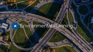 roads and roundabout with environmental planning text