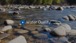 running river with water quality text